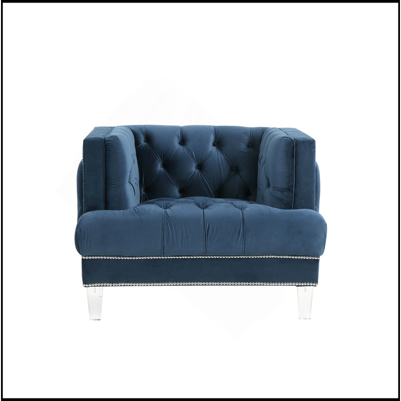 Chaise en velours gris anthracite, Bleu