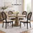 French Country Dining Chairs | Upholstered Linen Padded Fabric with Rustic Dark Brown Wooden Frame | Farmhouse Oval Rattan Back Side Chair For Kitchen, Wedding Chairs, Ivory Off White-336626067