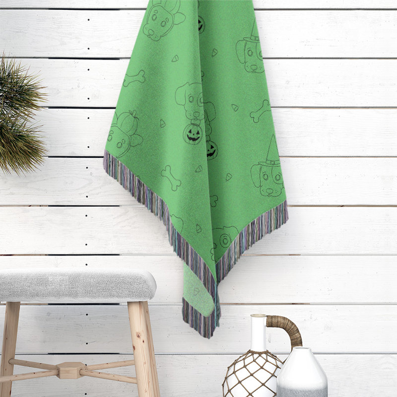 Hand Woven Throw Blanket, 52" W x 37" L, Green