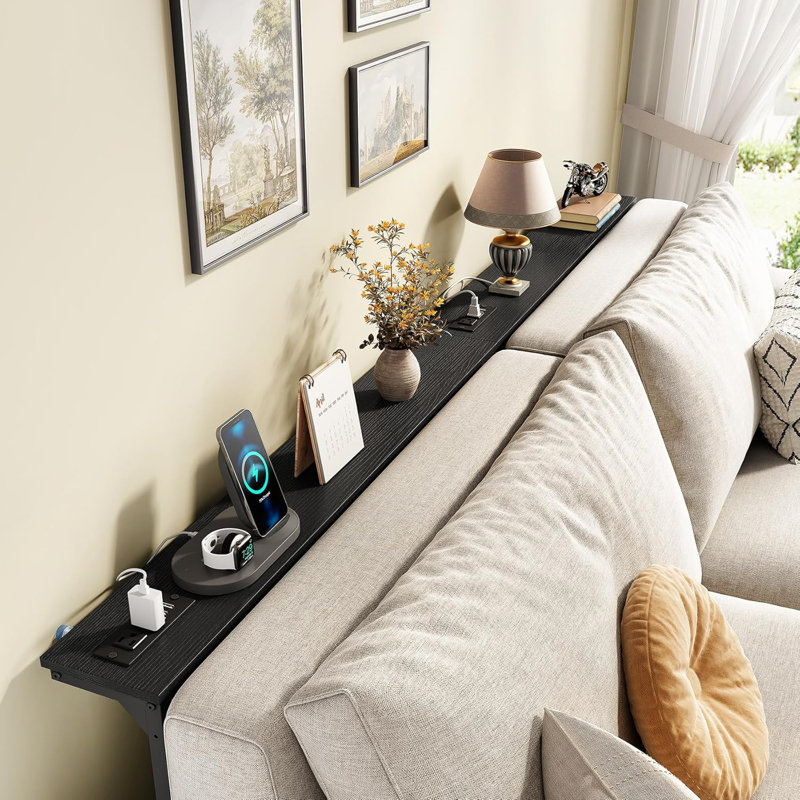 2-Pack Black Narrow Console Table Behind Couch