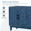 Crédence à 4 portes Retroy - Buffet de rangement bleu marine 60 po avec portes à panneau en forme de M, base