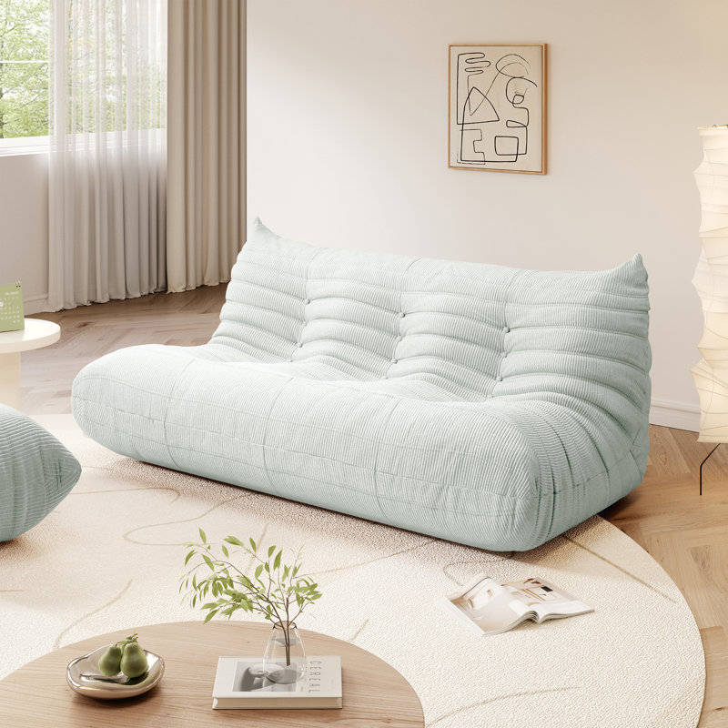 Clinchport Boneless Lazy Sofa, Bean Bag Chair, 3 Seat Sofa Compression Floor Sofa For Living Room, Bedroom, Light Green