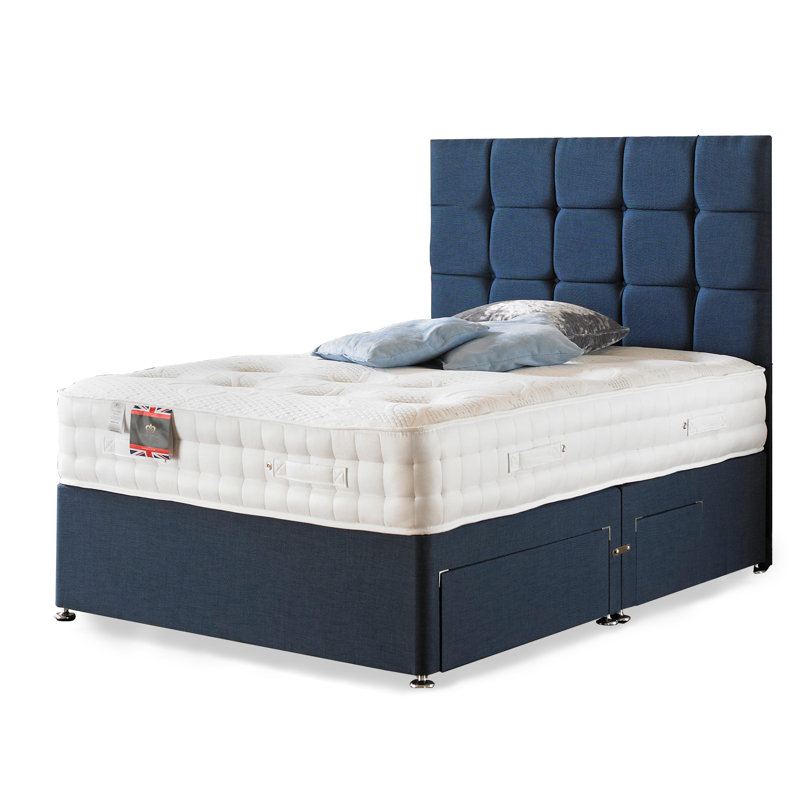 Arienne Pocketsprung Divan Bed Set, Small Single, 2 Drawers, Midnight Blue Linen