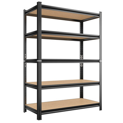 5 Tier Storage Rack, Adjustable Height Shelving, Warehouse Supermarket Basement Storage, Black Requires Assembly