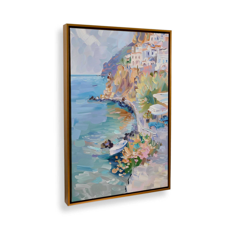 Côte pastel Amalfi II, Or poli, H 19 po x l 13 po, Cadre flottant