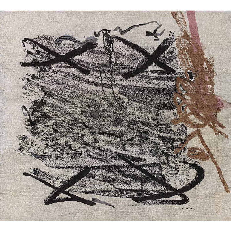 Tapis carré à motif abstrait expressionniste espagnol