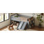 Structure de lit avec tablette de rangement, structure de lit en bois avec glissière et échelle, lit plateforme simple avec garde-corps, aucun sommier nécessaire-1356974624