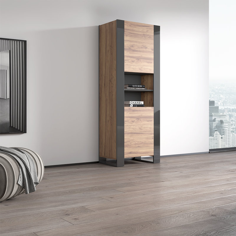 Bayron 25.6" Bookcase, Oak/Gray