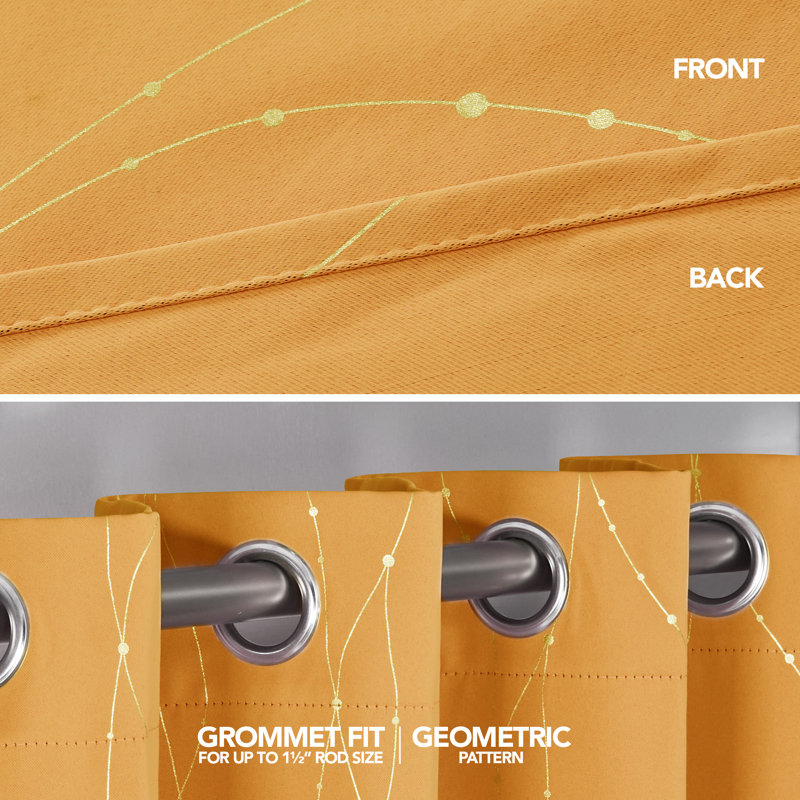 Cohmer Room Darkening Curtain Pair, Orange Flame, 52" W x 84" L