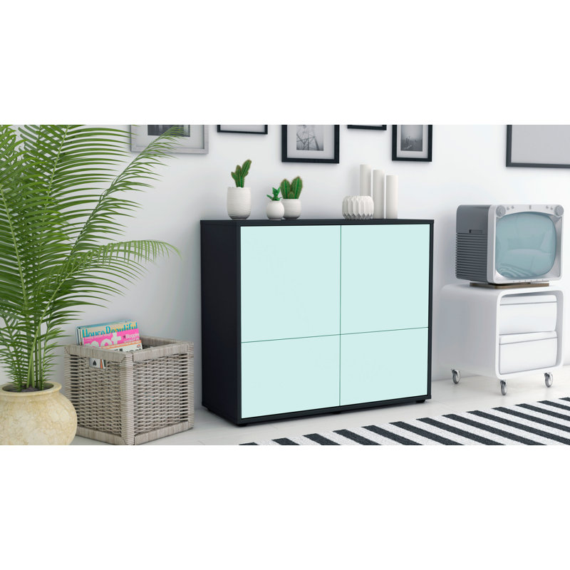 Potrero 92cm Sideboard, Anthracite/Light blue