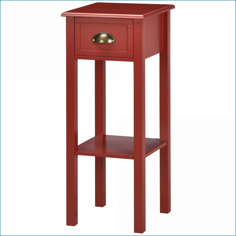 Modern Black/White 2-Tier Rectangular Coffee Table for Living Room, Easy-Clean with Storage, Red