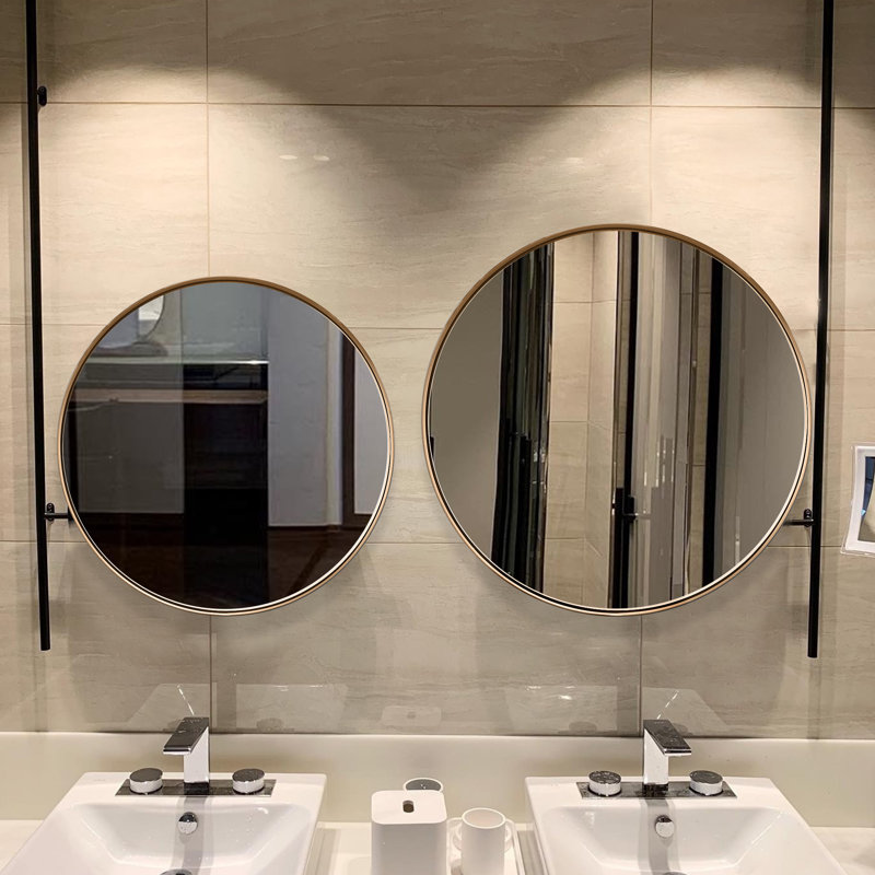 Miroir de salle de bain moderne moderne, 24" X 24", Doré