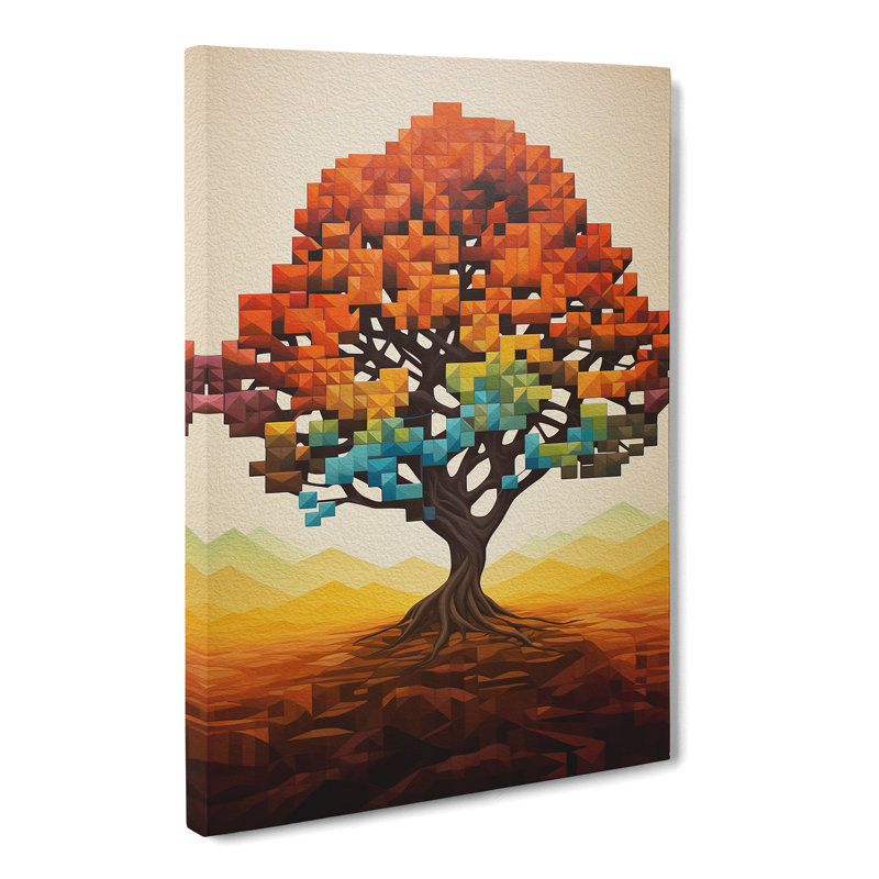 Oak Tree Geometric Art - Wrapped Canvas, 50cm H x 35cm W x 3cm D
