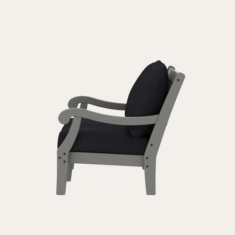 POLYWOOD x Birch Lane Verlyn Deep Seating Loveseat, Midnight Linen Cushion/Slate Gray Frame