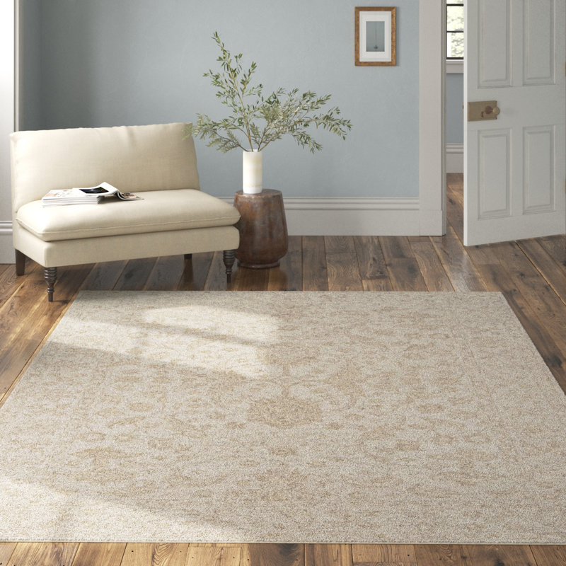 Cece Handmade Tufted Wool Beige Rug, Rectangle 5' x 8'