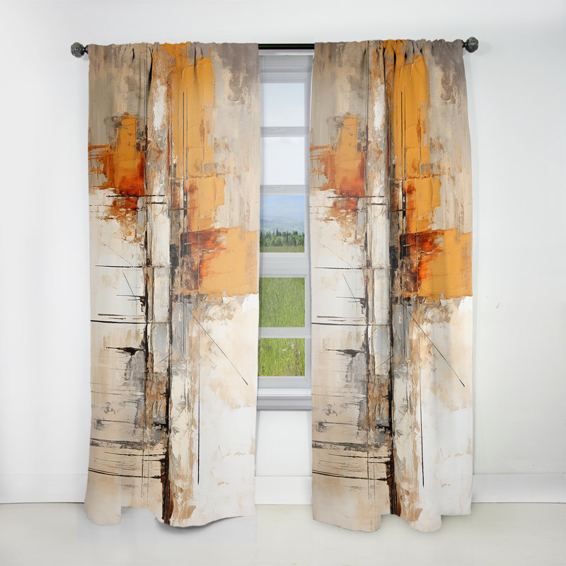 Orange Impressions II - Modern Curtain - Velvet Room Darkening - 1 Panel, 52" W x 108" L