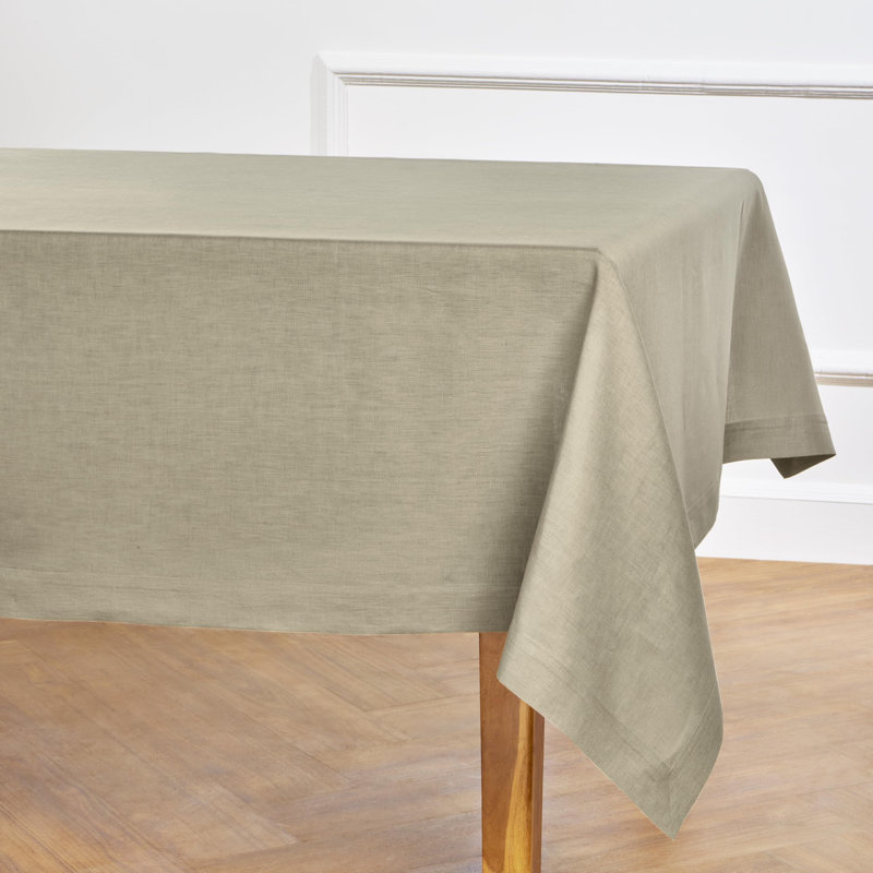 100% Pure Linen Tablecloth - Fete, 90" L x 60" W, Vintage Khaki