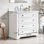 Meuble-lavabo simple 36 po avec plateau en marbre d'ingénierie, cadre en bois massif, entièrement assemblé, blanc