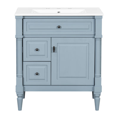 30"W Elegant Bathroom Vanity With Ceramic Sink