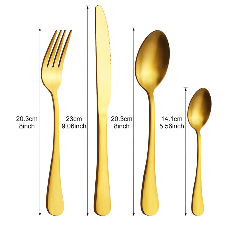 Metro Lane Blandenburg 16 Piece Stainless Steel Cutlery Set , Service for 4, Matte Gold