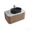 Meuble-lavabo de 36 pouces avec lavabo, armoire murale en chêne miel avec porte-serviettes gratuit, conception de lavabo simple en céramique rayée ovale noire, sans drain et robinet, pré-assemblé-34327362