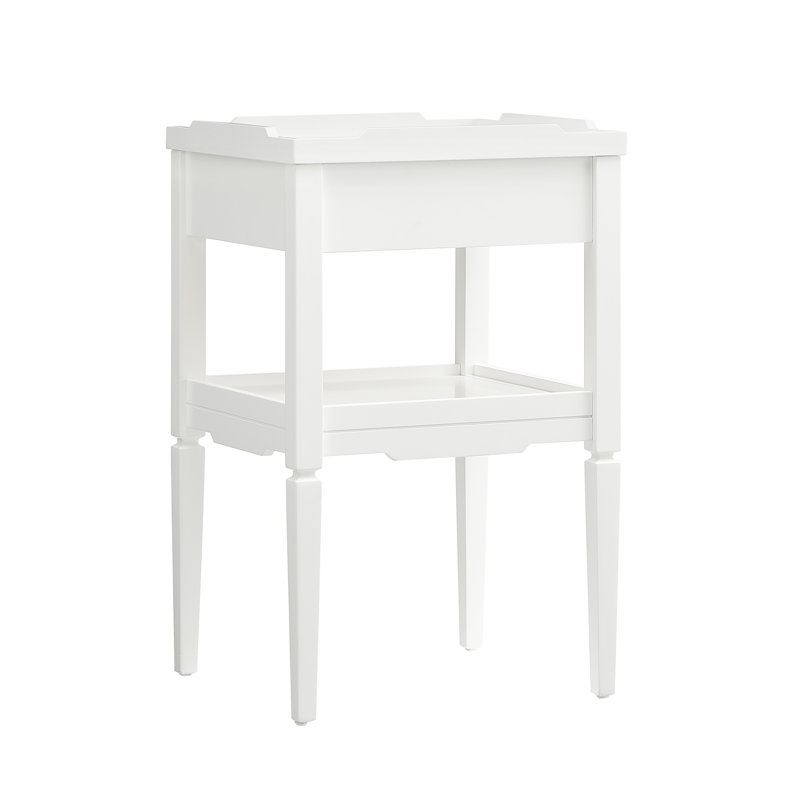 Table de chevet blanche moderne à 1 tiroir Foley, Blanc