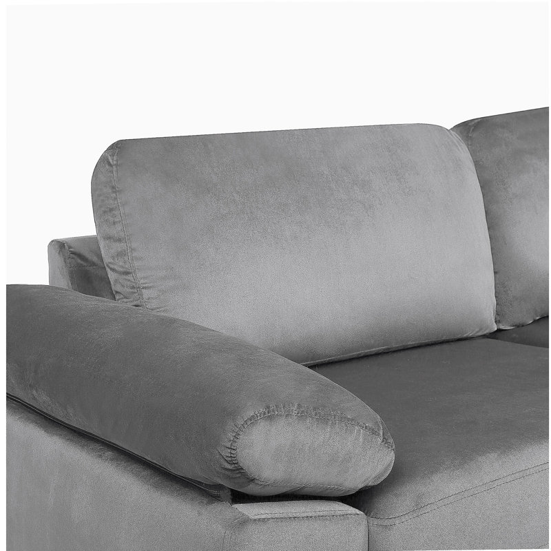 Canapé modulaire en velours avec méridienne Shannon, Gris
