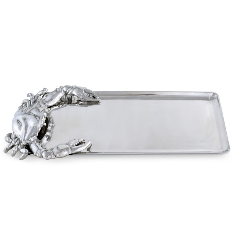 Coastal Aluminum Crab Oblong Serving Tray, 18 inch x 7 inch