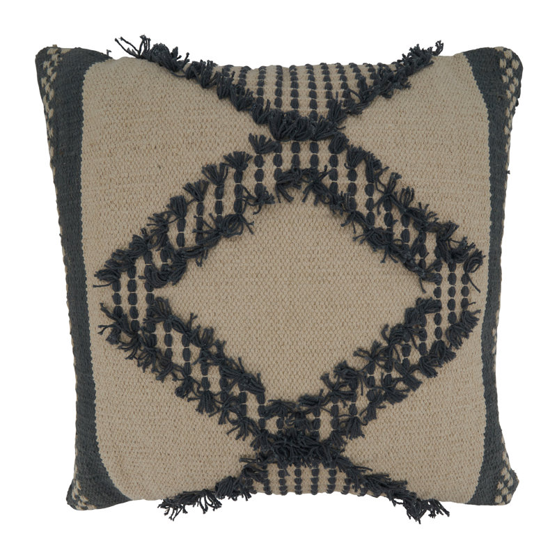 Raissa Collection Fringed Cotton Throw Pillow, Down Blend