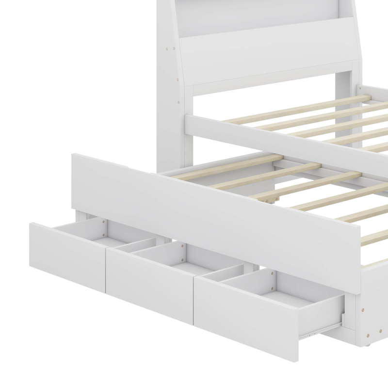Lit plateforme avec rangement et tête de lit à DEL, Simple