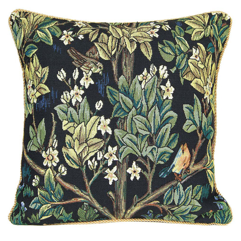 Roumfort Floral Square Throw Pillow Cover, Blue/Black