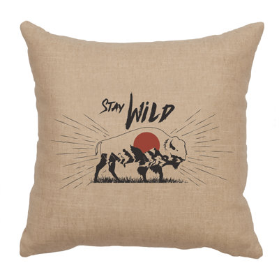 Coussin Wooded River Image - Stay Wild - Lin naturel