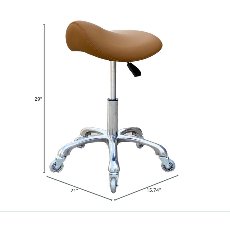 Saddle Stool, 21.5" H x 21" W x 15.7" D, Camel
