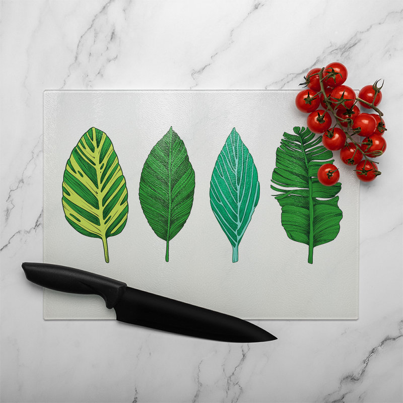 Four Leaves Designer Glass Chopping Board, 40cm L x 28cm W