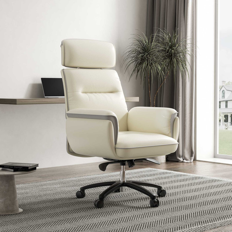 Fauteuil de direction ergonomique Eureka, Beige / Blanc