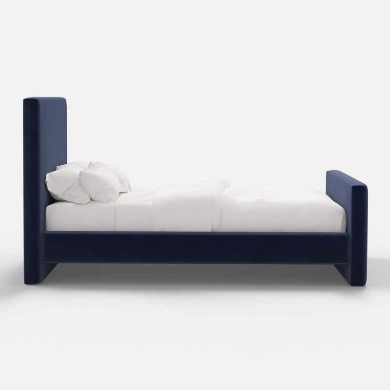 Upholstered Bed, Twin, Ocean Performance Velvet