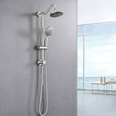 Bathroom Shower System In Matte Black With 6 Inch Rain & Handheld, 2.5 Gpm, Adjustable Slide Bar, 5 Functions Energy Head Water Flow, Corrosion , Stress Relief