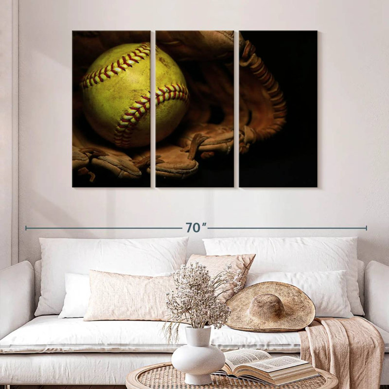 Softball And Glove, 32" H x 50" W