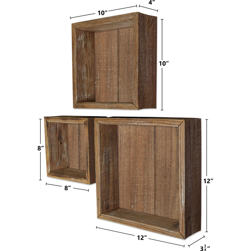 Square Cube Shelf with Adjustable Shelves, Weathered Brown