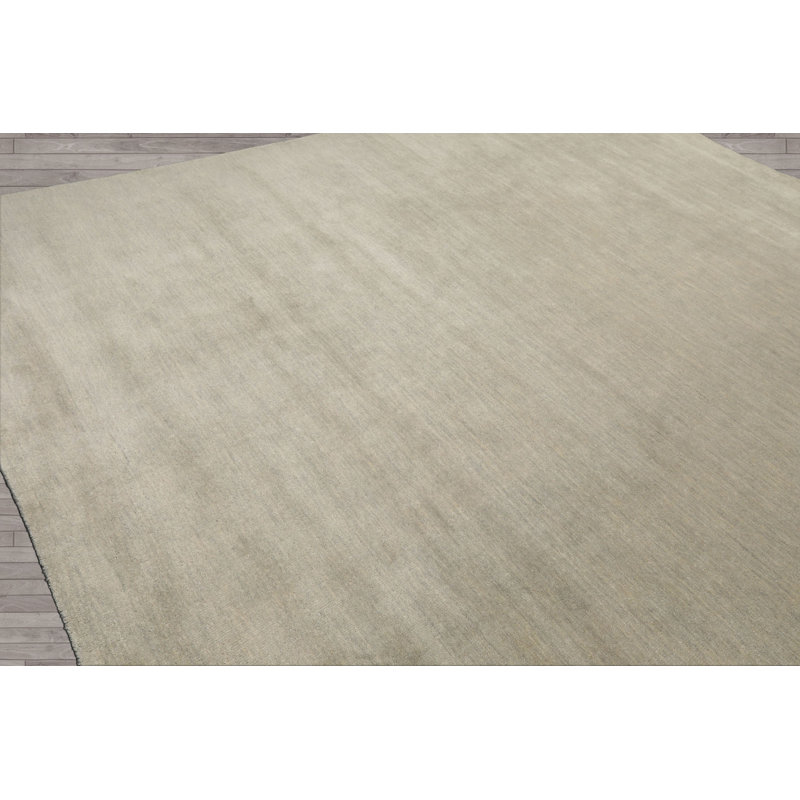 Tapis oriental multicolore en laine tissé à la main de style contemporain uni, Rectangle 9 pi x 12 pi