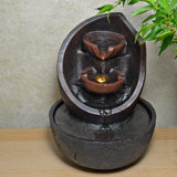 Roclincourt Weather Resistant Table Top Fountain with Light