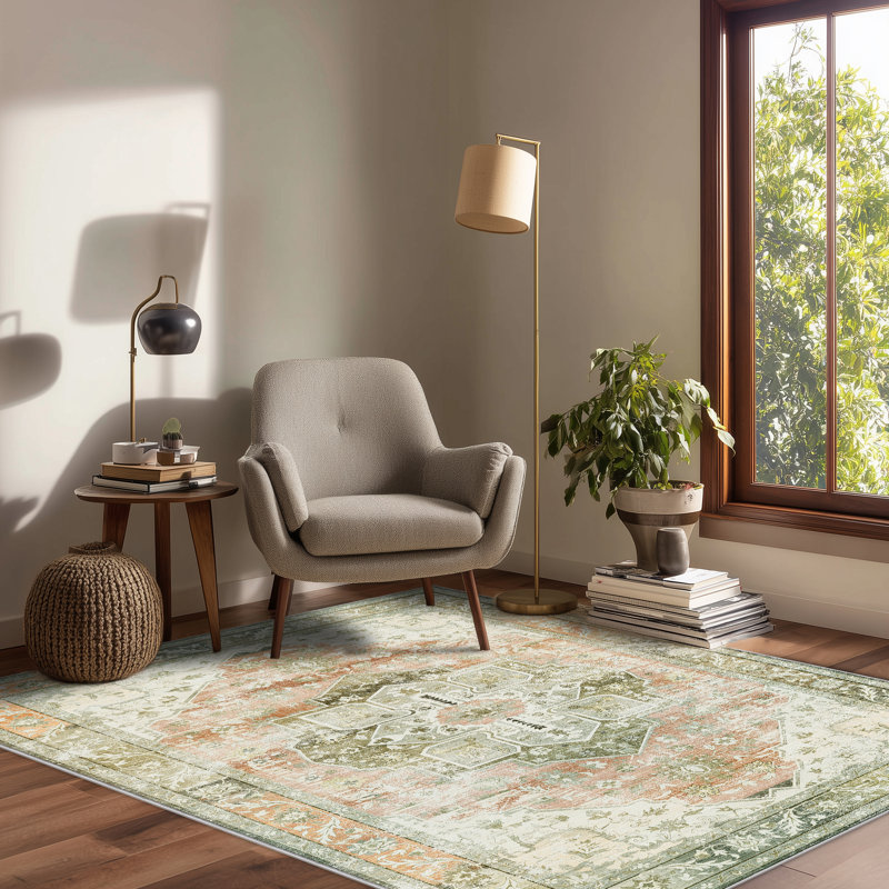 Persian Performance Machine Washable Indoor Area Rug, Rectangle 8' x 5'