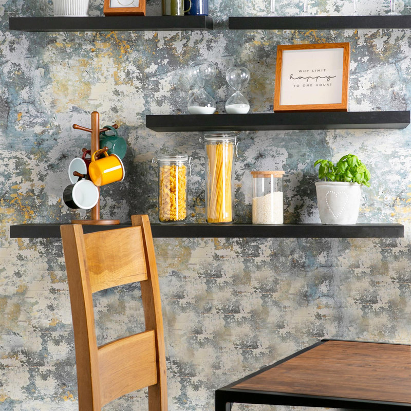 Harbour Housewares - Modern Floating Wall Shelves, 4cm H x 120cm W x 23.5cm D, Black