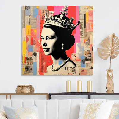 «Popart» iconique colorée en forme de reine du Royaume-Uni 2