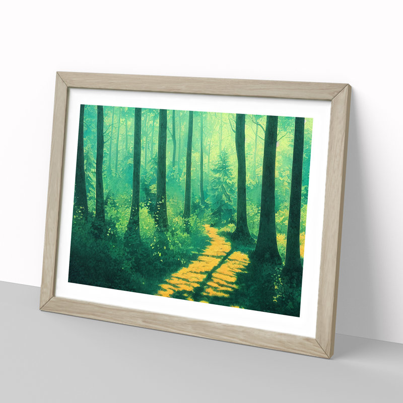 Summer Forest Pathway Vol.5 - Single Picture Frame Print, 34cm H x 46cm W x 2cm D, Oak Framed