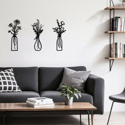 Pièces de décoration murale en métal noir, rouille, polyvalente, convient à la chambre à coucher et au bureau, fabriquée avec des détails floraux, des détails, diverses pièces, simple à installer