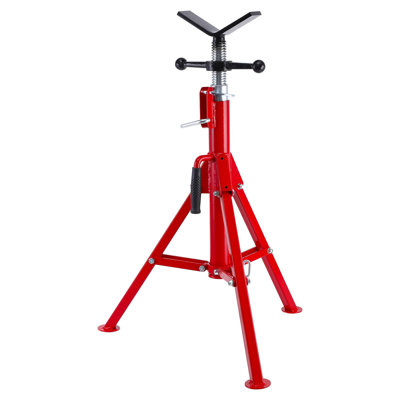 Heavy Duty V-Head Pipe Jack Stand - Adjustable Height 28-52 Inches - 2500 lbs Capacity - Fits 1/2" to 12" Pipes - Portable Folding Carbon Steel