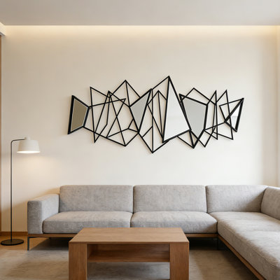 Miroir mural géométrique en métal 3D