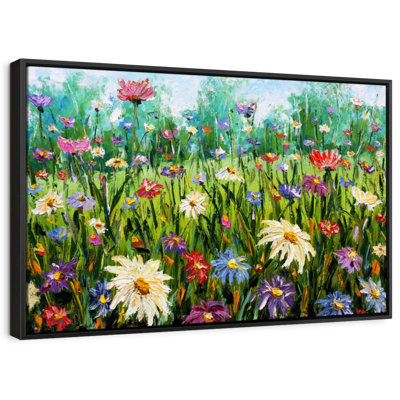 Fleurs sauvages impressionnistes, reproduction sur toile