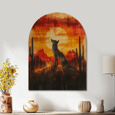 Desert Coyote Spirit - Southwestern Wood Board Wall Art Print